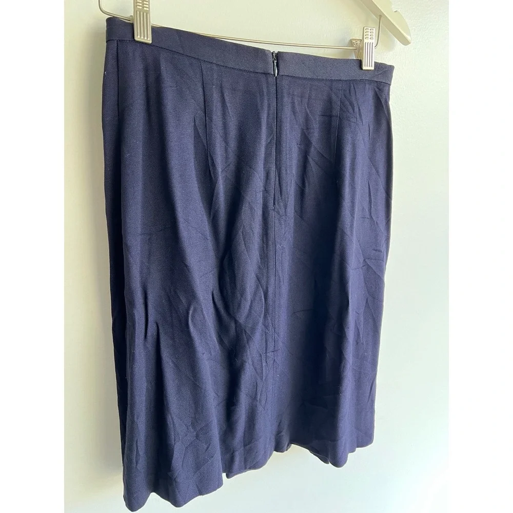 Dani Max Navy Blue Pleated Midi Skirt Vintage High Waisted Made in USA Size 8‎